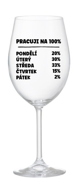 PRACUJI NA 100% - čirá sklenice na víno 350 ml