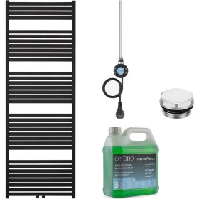 CERANO Koupelnový elektrický radiátorový set Vincenzo - WIFI - 600W - černá matná - 1700x600 mm