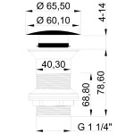 INVENA - Zátka klik-klak bez přepadu kulatá černá SC-B1-CBP-W