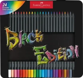 FABER-CASTELL Black Edition - Pastelky - plechová krabička 24 ks (116425)