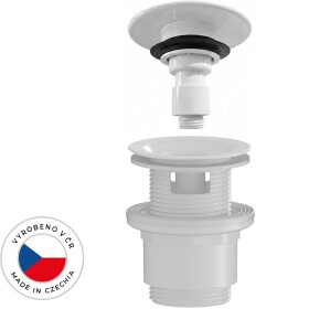 CERANO Umyvadlová výpusť - 5/4“ click-clack s přepadem - neuzavíratelná - plast - 35/50mm - bílá lesklá