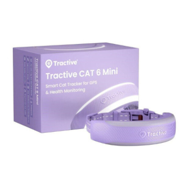 Tractive CAT 6 Mini – chytrý GPS lokátor pro kočky a monitor zdraví s integrovaným obojkem - levandulový EDF_1140404