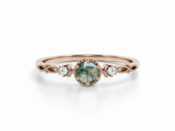 LUNICA Stříbrný prstýnek MECHOVÝ ACHÁT ROSE Velikost prstenu: 6 (EU: 51-53) 0690_6