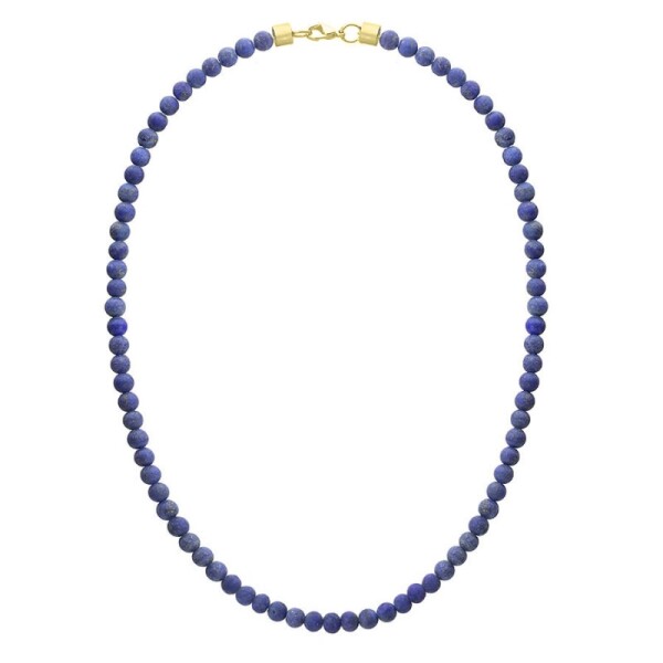 Pánský korálkový náhrdelník Fernando Gold - 6 mm lapis lazuli, Zlatá 50 cm