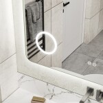 Erga Myra, LED zrcadlo 100x80 cm s kosmetickým zrcadlem 3x zvětšení, 4114 lm, 3 barvy světla, zadní osvětlení, ERG-V01-MYRA-1080-00
