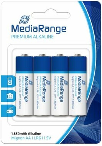 MediaRange Premium alkalické baterie Mignon AA / 1.5V / 4ks (MRBAT104)