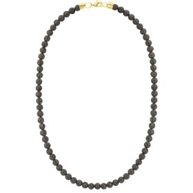Pánský korálkový náhrdelník Fernando Gold - 6 mm lávový kámen, Černá 50 cm