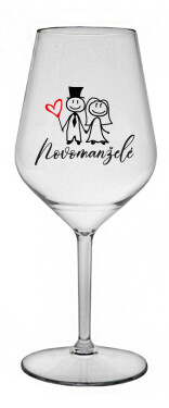 NOVOMANŽELÉ - čirá nerozbitná sklenice na víno 470 ml