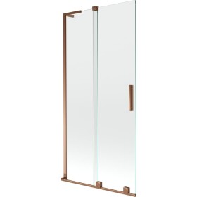 MEXEN/S - Velar L dvoukřídlá posuvná vanová zástěna 90 x 150, transparent, růžové zlato 896-090-003-01-60