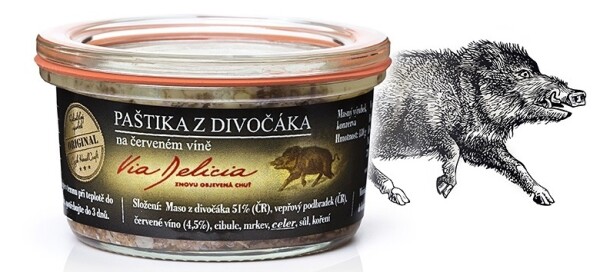 Via Delicia - paštika z divočáka na červeném víně 130g