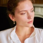 Luxusní náušnice s perlou a zirkony Dorothea, Zlatá