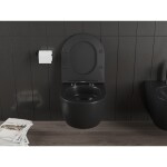 MEXEN/S - Carmen Závěsná WC mísa Rimless Tornado včetně sedátka s slow slim, duroplast, černá mat 30881085T