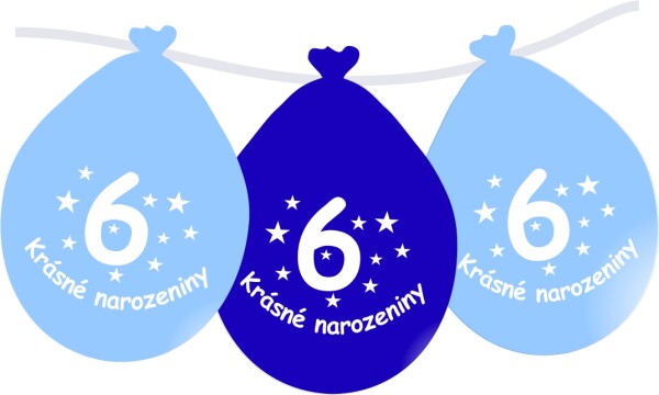 Balónek modrý KRÁSNÉ NAROZENINY číslo 6 visící- 5 ks balonky.cz Balónek modrý KRÁSNÉ NAROZENINY číslo 6 visící- 5 ks balonky.cz