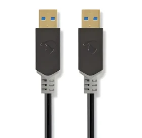 Nedis USB-A - USB-A 3.2 Gen1 2m antracitová / USB kabel / 18 W / 5 Gbps / Pozlacené konektory (CCBW61000AT20)