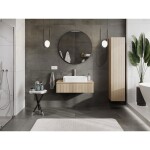 MEXEN/S - Rivel koupelnová skříňka pod umyvadlo 90 cm s deskou, 1 šuplík, reliéf , dub 91A20-09023-1-BFC81