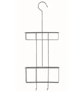 Compacto Keep Dvojitý závěsný košík do sprchy s háčkem chrom / 22.4 x 8.5 x v. 59 cm / doprodej (3370910101218)