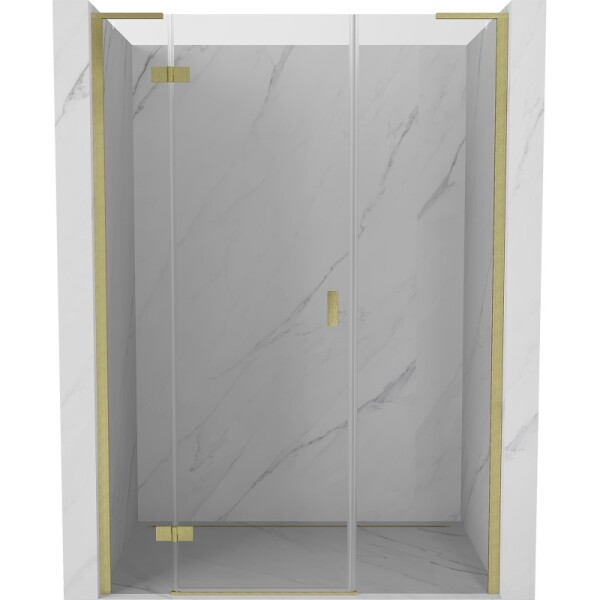 MEXEN/S - Mist-H L sprchové dveře křídlové levé 130, transparent, zlatá kartáčovaná 8A5L-130-001-55-00-L