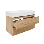 Koupelnová skříňka 2 zásuvková s umyvadlem SAT B-Way 99x50x45 cm dub mat BWAY2100OAKU2BI BWAY2100OAKU2BI