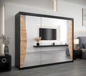 Šatní skříň Abi Mo Dveře: Černá, Rozměr: 250 cm, Korpus: Dub artisan