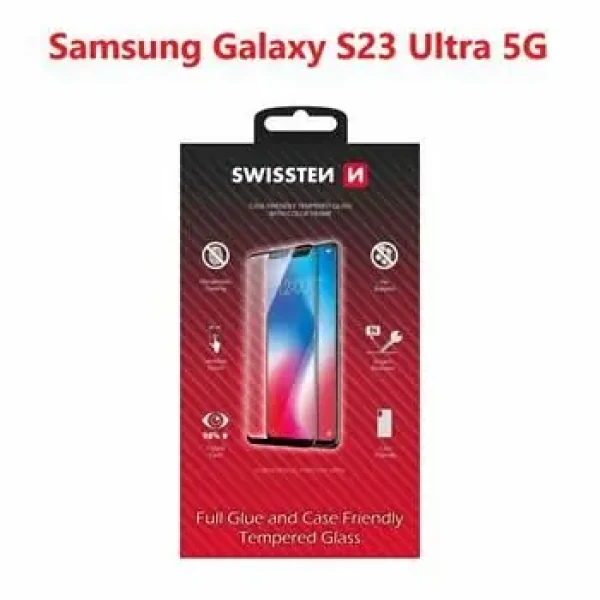 Rozbaleno - SWISSTEN FULL GLUE COLOR FRAME CASE FRIENDLY sklo pro SAMSUNG S918B GALAXY S23 ULTRA 5G černá / rozbaleno (54501830.Rozbaleno)