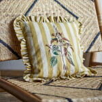 Bloomingville Dekorativní polštář s výšivkou Camila Yellow 35 × 35 cm, žlutá barva, textil