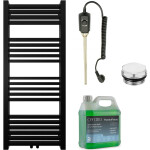 CERANO - Koupelnový elektrický radiátorový set Franko - 300W - černá matná - 1200x500 mm CER-978838