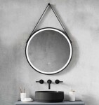 Kielle - Idolio Zrcadlo s LED osvětlením a vyhříváním, průměr 59 cm, černá 50324004