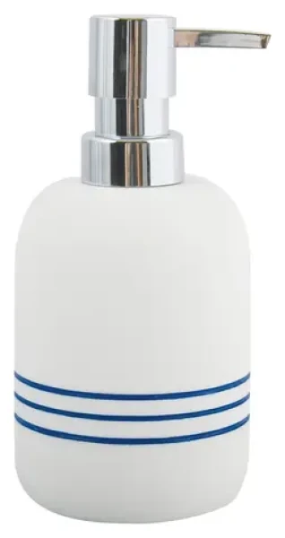 MSV PACCO bílá s modrými pruhy / Dávkovač mýdla / 200 ml / 7,5 x 16,5 cm