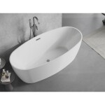 MEXEN/S - Lira volně stojící vana vzor 170 x 80, bílá, sifon a přepad grafit metal 52831708000-95