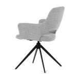 Židle jídelní, šedá látka, 360° vratný mechanismus, černý kov