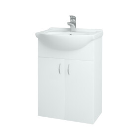 Dřevojas - Koupelnová skříňka PLUTO SZD2 55 - N01 Bílá lesk / N01 Bílá lesk 52327