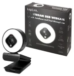 LogiLink Webkamera FHD 76° / Webkamera / Autofocus / Duální mikrofon / Stativ a LED světlo / USB 2.0 (UA0384)