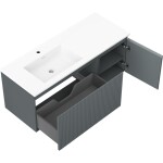 MEXEN/S - Rivel koupelnová skříňka 120 cm s umyvadlem Otis levá, 1S, 1D, reliéf, grafit mat/bílá mat 91A23-12047-3-BBFF66-W18L01