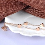 Ocelový dvojitý náramek Caitlin Gold - srdce, Zlatá 15 cm + 4 cm (prodloužení)