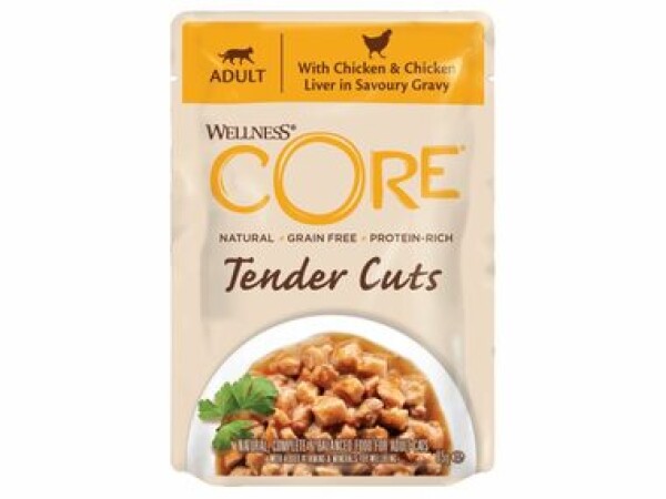 Wellness Core Cat Tender kuře a játra v omáčce Kapsička 85g (076344116615)