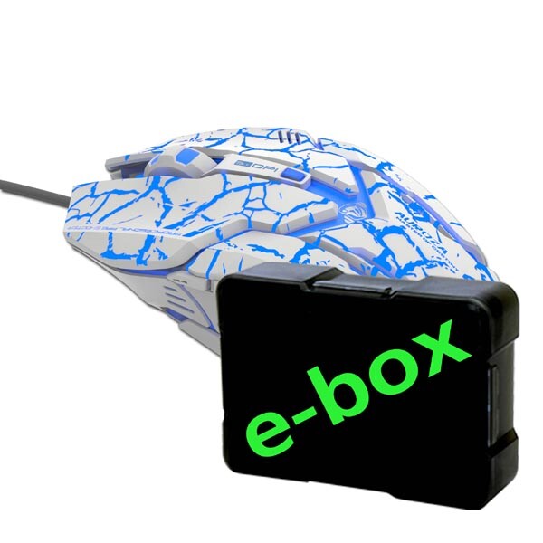 E-Blue Auroza Gaming e-box bílá / herní optická myš / 6tlačítek / 1 kolečko / drátová (USB) / 4000DPI (MMEBE39UGT00)