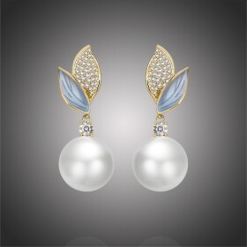 Luxusní náušnice s 11 mm bílou perlou Dafné, Bílá