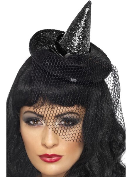 Smiffys.com Klobouček mini čarodějnice, černý