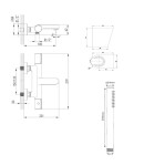 Kielle - Oudee Termostatická vanová baterie s příslušenstvím EcoSpare, chrom 10302SNT90