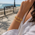 Pozlacený náramek Flavia Gold - chirurgická ocel, Zlatá 16 cm + 5 cm (prodloužení)