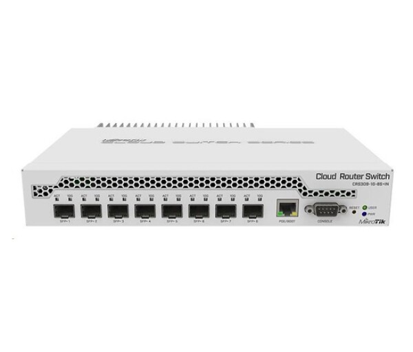 MikroTik Cloud Router Switch CRS309-1G-8S+IN, 800MHz CPU, 512MB RAM, 1xLAN, 8xSFP+ slot, vč. L5 licence EDF_1017188