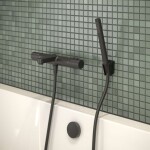 Kielle - Oudee Termostatická vanová baterie s příslušenstvím EcoSpare, matná černá 10302SNT94