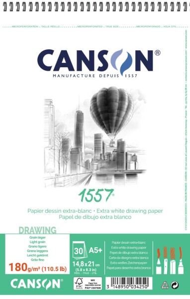 Canson 1557 blok kroužkový 180g A3+ 30 listů