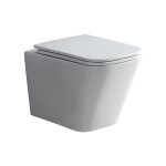 Mereo WC set - Rimless WC hranaté, modul pro sádrokarton, bílé hranaté tlačítko MM02NSETRS320