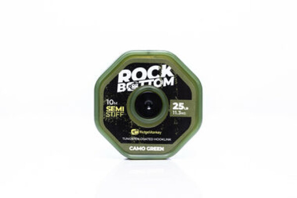 RidgeMonkey Šňůrka Connexion Rock Bottom Tungsten Coated Semi Stiff Hooklink 10m 25lb Camo Green (RMT281)