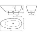 MEXEN - Milano volně stojící vana litý mramor 150 x 82, beton mat 57301508561
