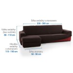 Super strečové potahy NIAGARA čokoládová sedačka s otomanem vlevo (š. 200 - 300 cm)