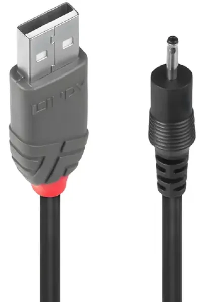 Lindy / Napájecí kabel / USB-A na 2,5 mm / 1,5 m / USB 2.0 / 5 V / černá (70265)