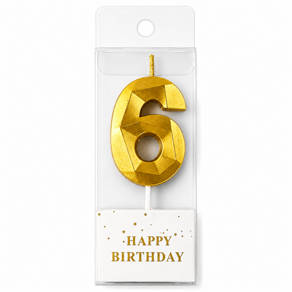 Cake star Dortová svíčka číslo DIAMOND zlatá č.6