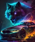 NORIMPEX Diamantové malování Vlk s autem